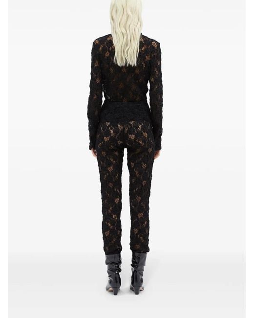 MSGM Black Lace Knitted Trousers