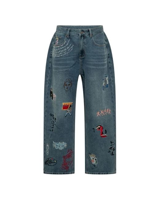 Kidsuper Blue Embroidery Jeans for men