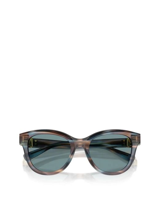 Dolce & Gabbana Gray Striped-Pattern Cat-Eye Sunglasses