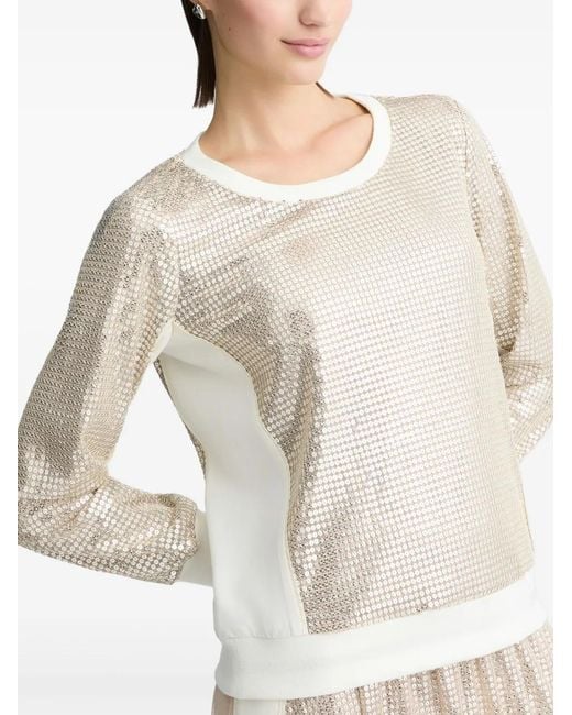 Liu Jo Natural Sequin-Embellished Sweatshirt