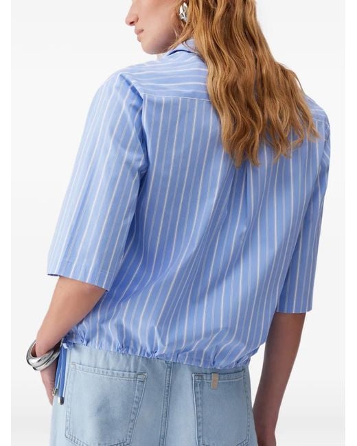 Liu Jo Blue Striped Chest-Pocket Shirt