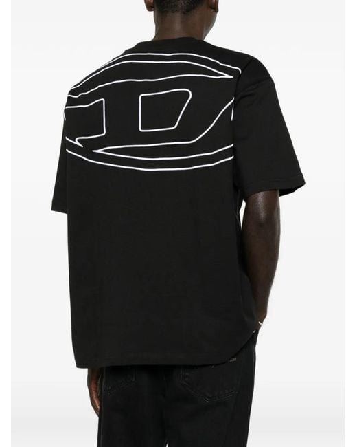 DIESEL Black Logo-Embroidered T-Shirt