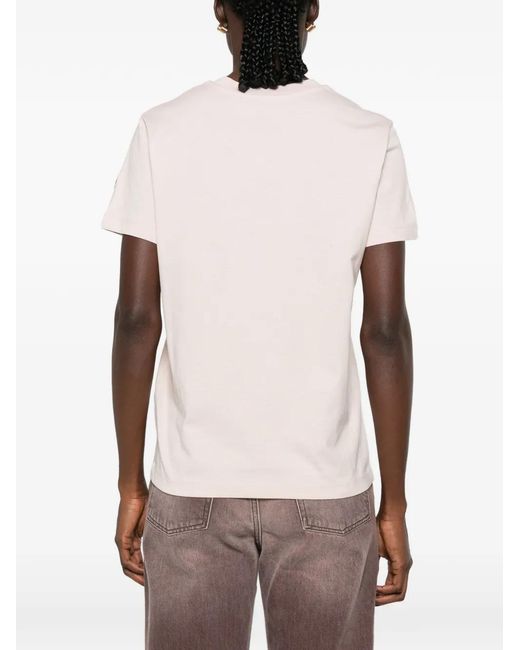 Moncler Pink Logo-Embroidered T-Shirt
