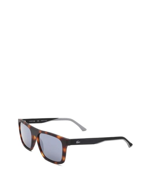 Lacoste White Tortoiseshell-Effect Rectangle-Frame Sunglasses for men