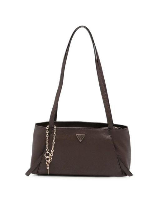 Guess White Logo-Plaque Pebbled Shoulder Bag