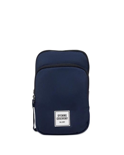 Opening Ceremony Blue Logo-Patch Phone Bag for men