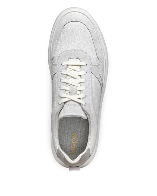 Geox White Deiven Panelled Lace-Up Sneakers for men