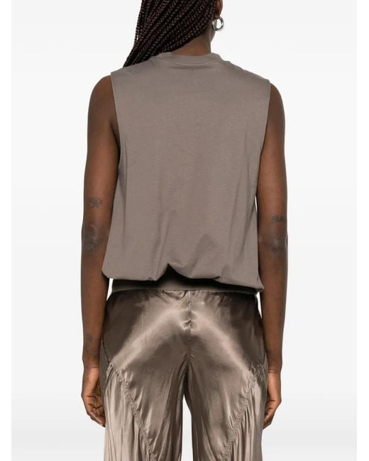 Woc Brown Villena Round-Neck Gathered Top