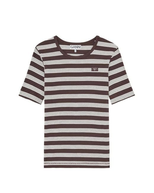 Ganni Brown T-Shirt Brodé