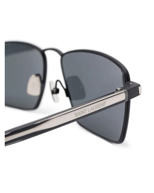 Saint Laurent Gray Rectangle-Frame Sunglasses