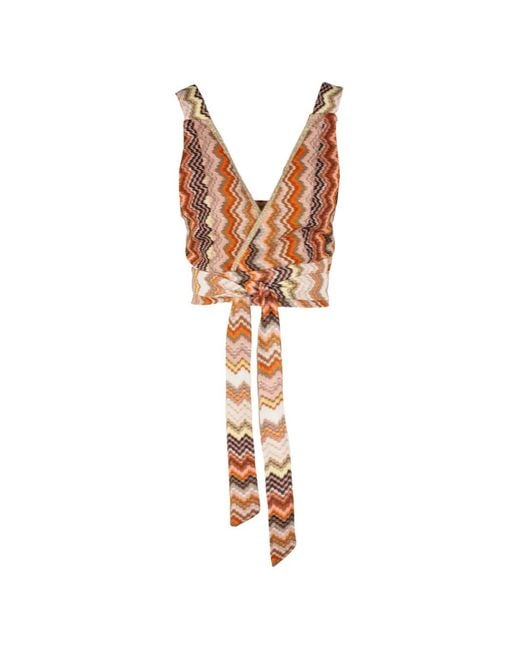 PHO® Firenze White Zigzag-Pattern Self-Tie Tank Top