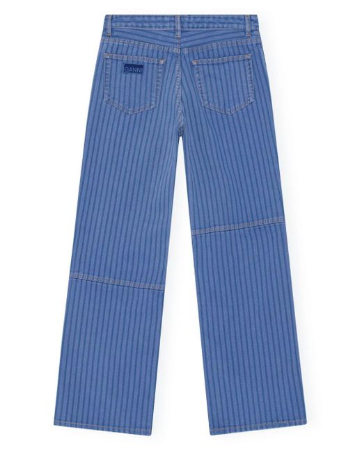 Ganni Blue Halbhohe Wide-Leg-Jeans