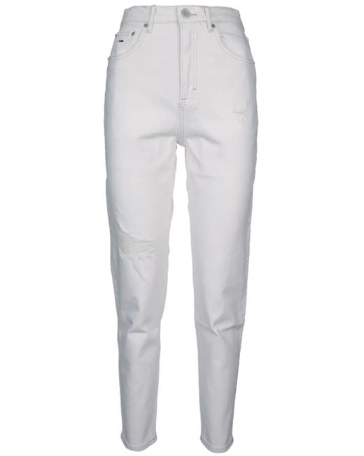 Tommy Hilfiger White High-Rise Tapered Jeans