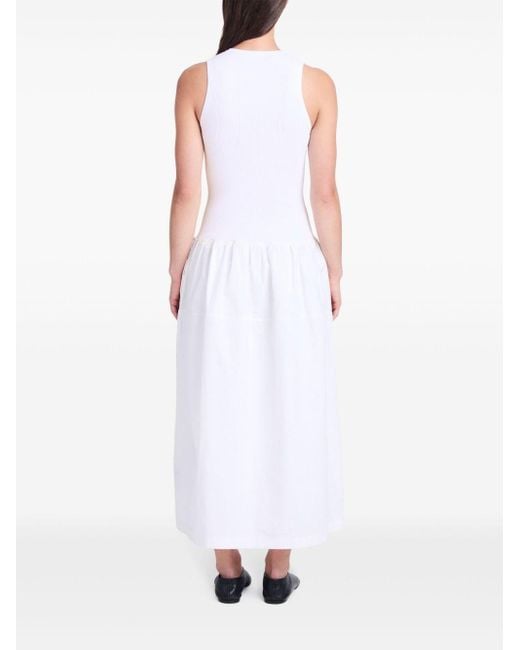 Proenza Schouler Katoenen Maxi-jurk Met Diepe Ronde Hals in het White