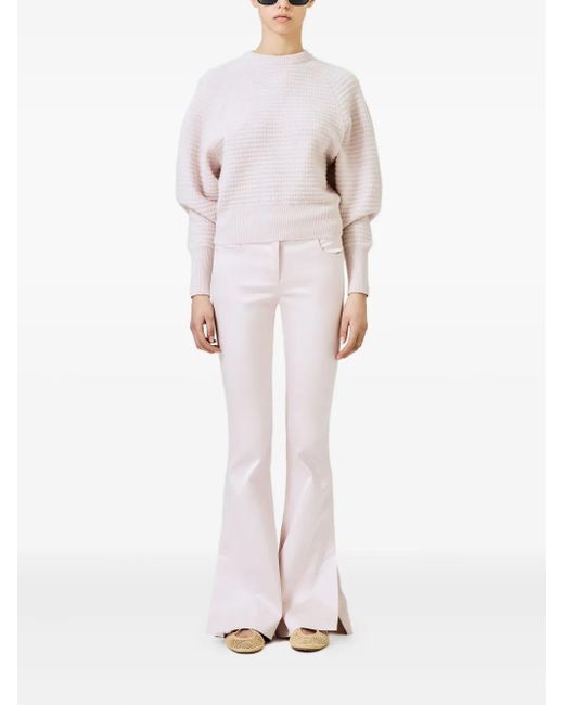 Sa Su Phi White Silk Blend Flared Trousers