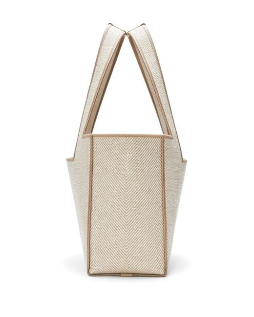 Loewe Natural Mittelgroßer Tote Bag mit Fischgrätenmuster