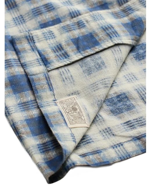 RRL Blue Plaid-Pattern T-Shirt for men