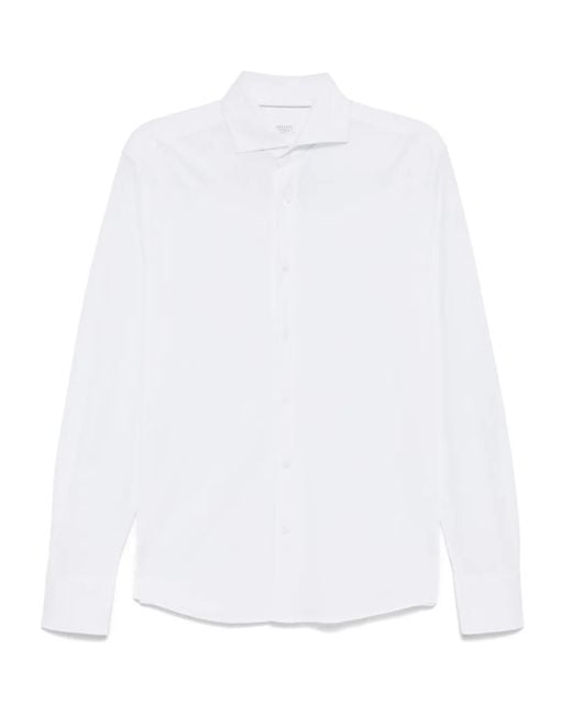 Brunello Cucinelli White Button-Up T-Shirt for men