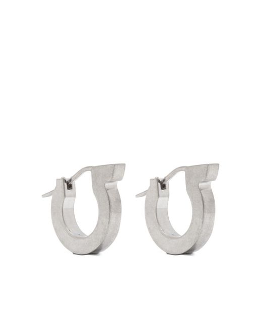 Ferragamo White Gancini-shaped Earrings for men