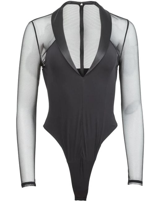 Fleur du Mal Gray V-Neck Bodysuit