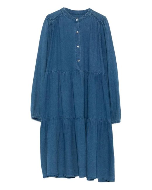 Marc O' Polo Blue Tiered Button-Front Dress
