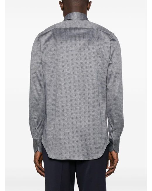 Jacquard cotton shirt Canali de hombre de color Gray