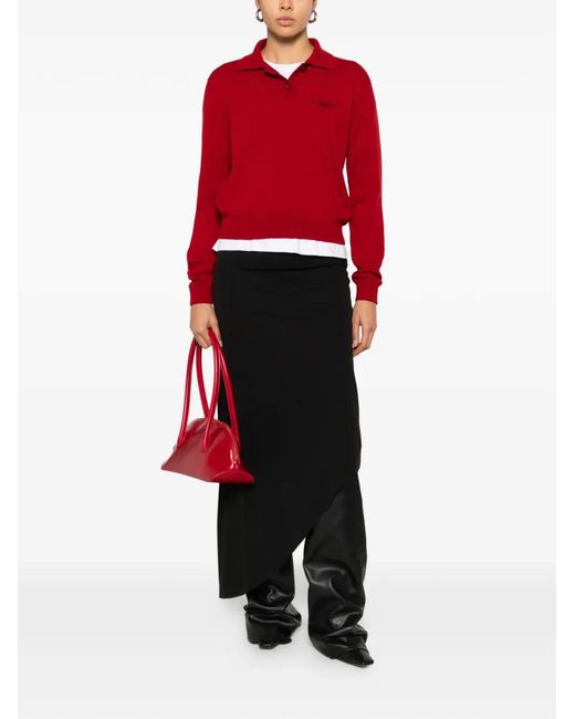 Givenchy Red Long-Sleeves Polo Top