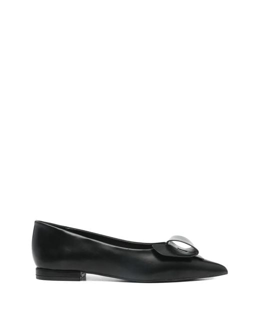 Exe' Black Pointed-Toe Ballet Flats