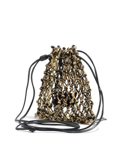 Bimba Y Lola Natural Fringed Knotted Bucket Bag