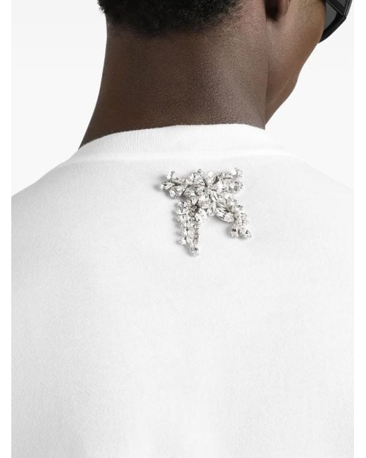 Dolce & Gabbana White Crystal-Embellished T-Shirt for men