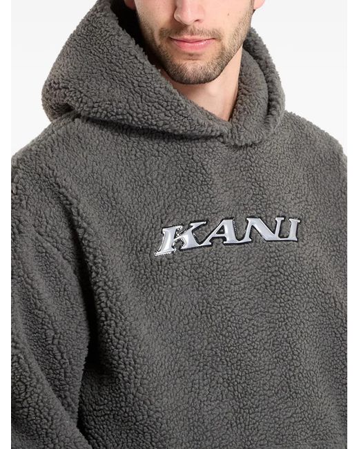 Karlkani Gray Teddy-Texture Logo Hoodie for men