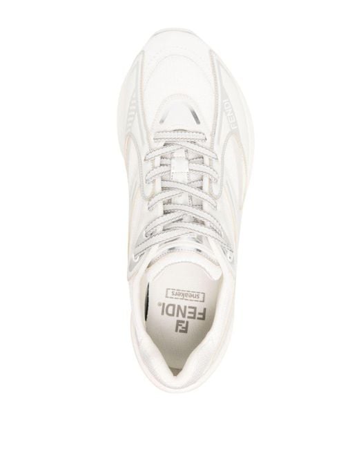 Fendi White First 1 Sneakers mit Ledereinsätzen