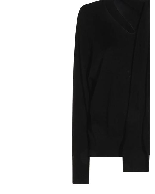 Zanone Black Neck-Tie Sweater