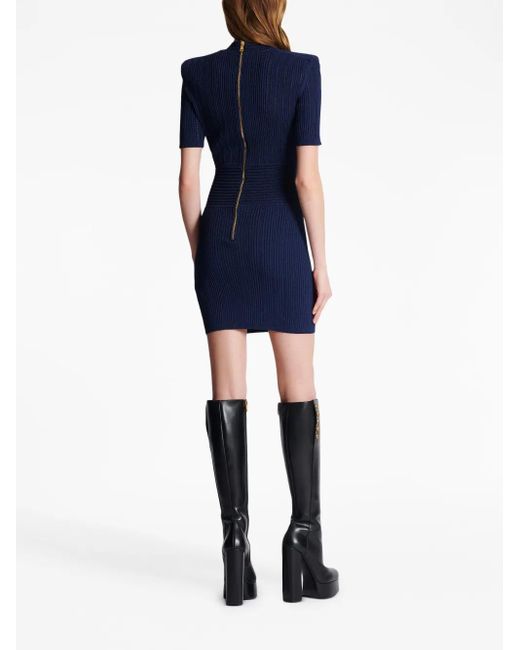 Balmain Blue Knitted Mini Dress