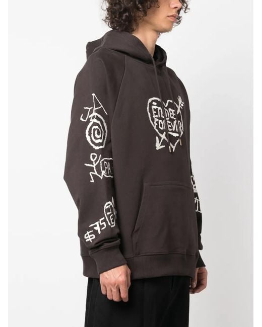 Etudes Studio Gray Graffiti-Embroidery Organic Cotton Hoodie