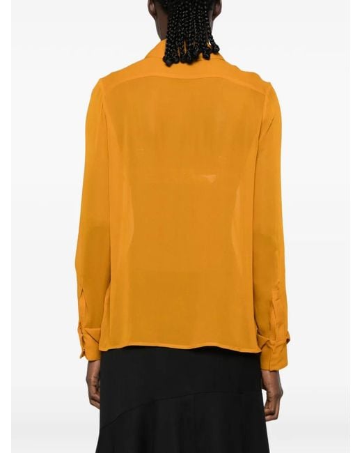 Elisabetta Franchi Orange Charm-Embellished Cut-Out Blouse