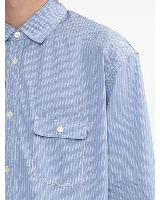 Junya Watanabe Blue Striped Patch-Detail Shirt for men