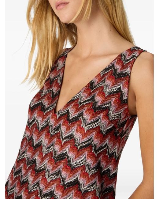 Missoni Red Zigzag-Pattern Mini Dress