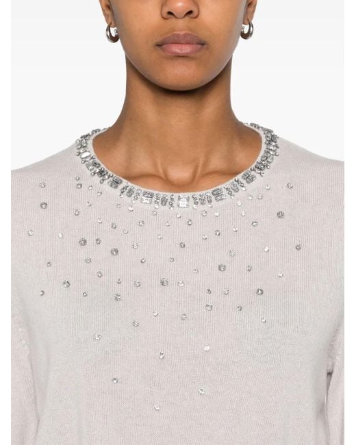 Luisa Cerano White Rhinestoned Sweater