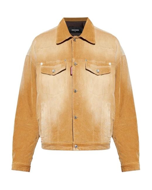 Giacca-Camicia A Coste di DSquared² in Natural da Uomo