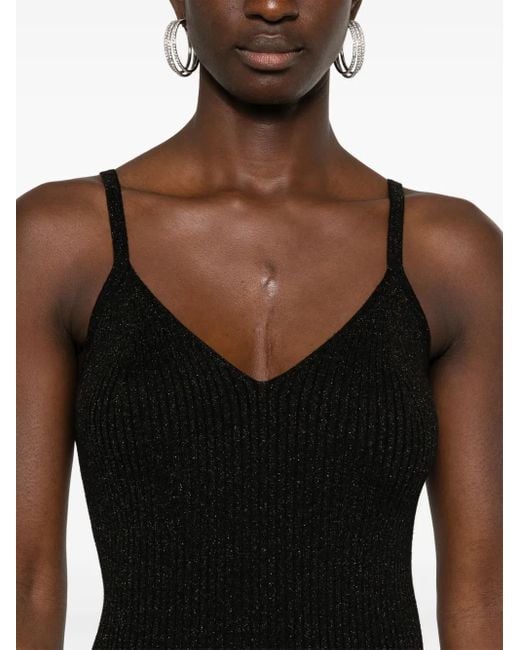 P.A.R.O.S.H. Black Ribbed-Knit Top