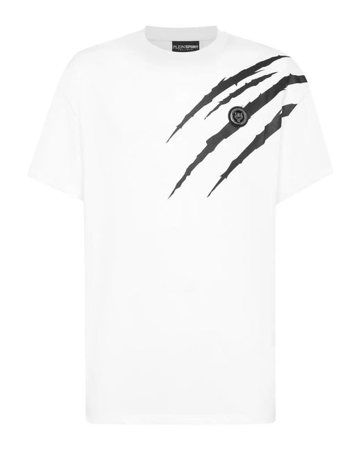 Philipp Plein White Regular T-Shirt Scratch for men