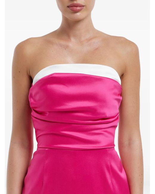 POST MERIDIEM Pink Satin Midi Dress