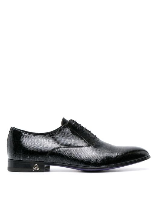 Philipp Plein Black Almond-toe Leather Loafers for men