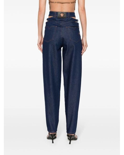 Versace Jeans Met Uitgesneden Details in het Blue