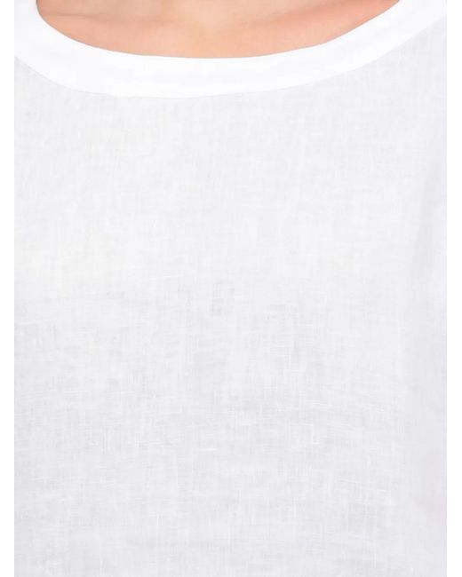 Emme White Linen Short-Sleeved Blouse