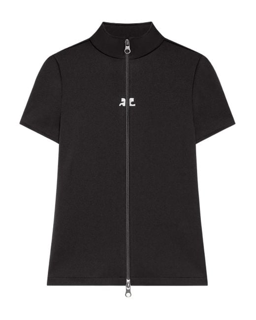 Courreges Black Interlock Zipped Top