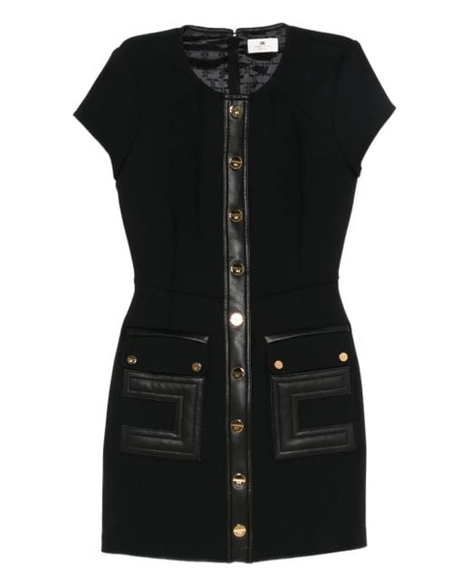 Elisabetta Franchi Black Button-Front Mini Dress