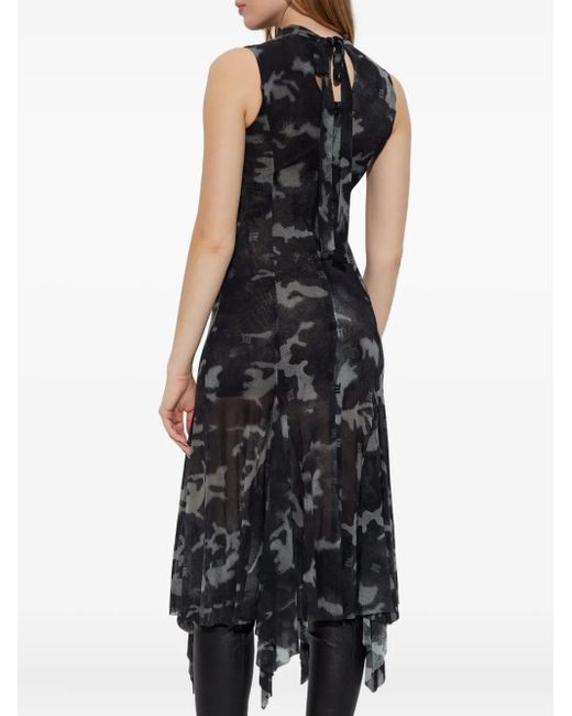 M I S B H V Black Keyhole-Neck Asymmetric Dress