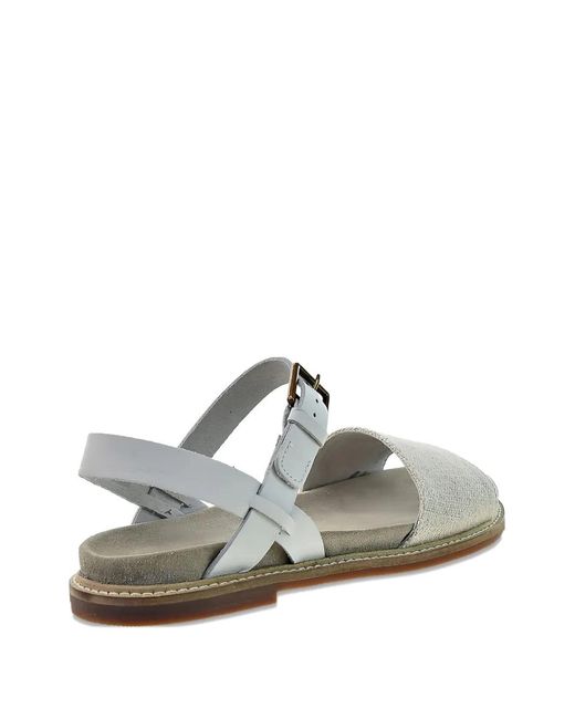 Clarks White Corsio Buckle-Strap Sandals